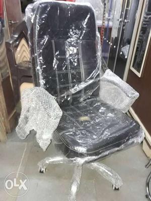 Black Leather Rolling office Chair
