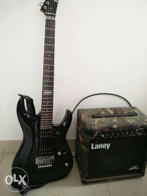Black Stratocaster Guitar With Laney Amplifier