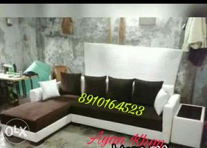 Brown And White Sectional Sfa