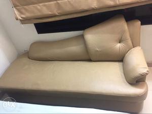 Brown Leather Fainting Couch