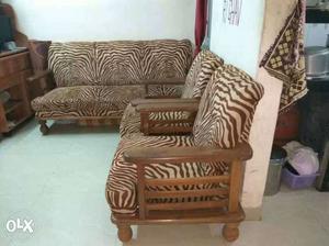 Brown-and-white Zebra Pattern 2-piece Living Room Set