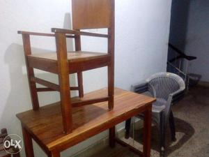 Furniture wooden writing chair with table, plastic chairs