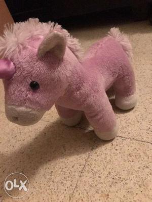 Girls pink and purple unicorn soft toy. Height