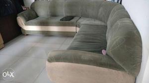 Green Fabric Sectional 10 seater sofa.