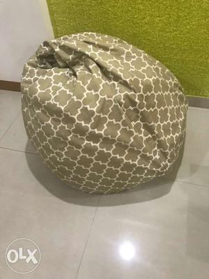 Grey And White Quatrefoil Bean Bag Chair