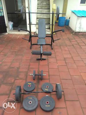 Gym kit - good condition with 50 kg plates (10