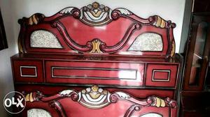 New Bed Red Wooden Headboard