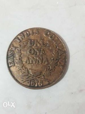 One Anna  Coin Of East India Company Son 