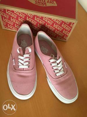 Pair Of Pink And White Vans Plimsoll Size 8. Not even wore