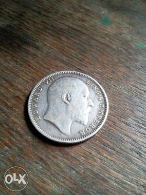 Round Silver Edward 7 King & Emperor Coin