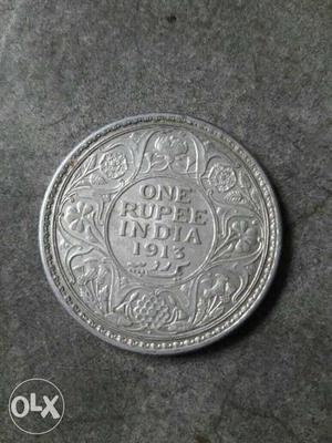 Silver coin 1 rupees of year  GEORGE V KING