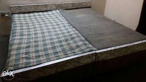 Teak wood double bed with mattresses