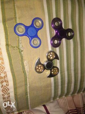 Three Blue, Bray, And Purple 3-blade Fidget Spinners