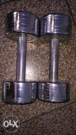Two Silver Dumbbells