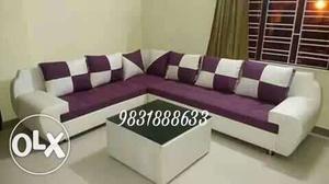 White And Purple Sectional Couch