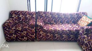 White-brown-purple Sofa Set