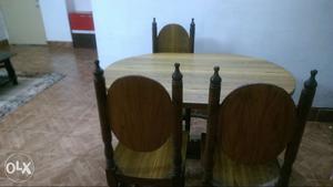 Wooden dinning table with 3 chairs