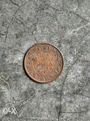 1 Quarte Anna India  Coin