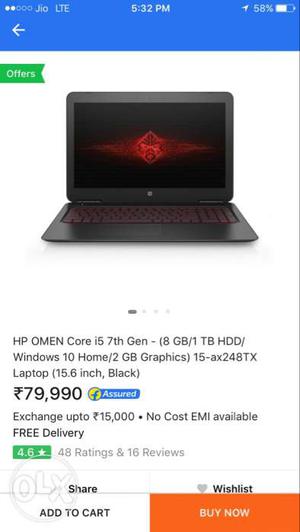 8Gb (2*4 gb) ram of sale of newly bought hp omen