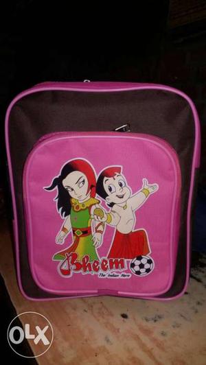 Black And Pink Bheem Print Backpack