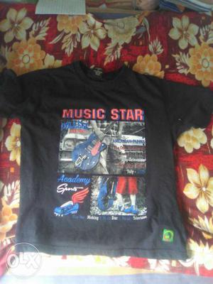 Black Music Star Crew-neck Shirt