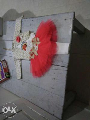 Girl's White And Red Tutu Dress