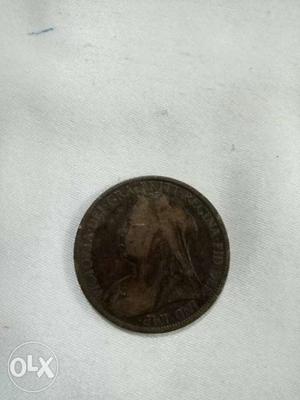 Historical one Indian penny of  pre