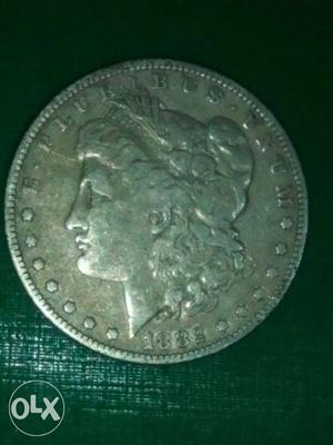 Old silver, one U S Dollar, 25gm weight, 