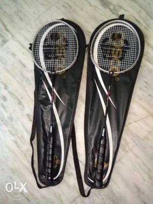 Pair Of Black-and-white Badminton Rackets