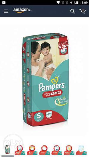 Pampers small size diaper 42 pack, 2 for 800rs,