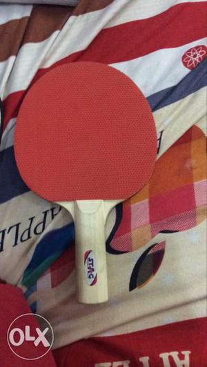 Red And Brown Wooden Pingpong Paddle with cover