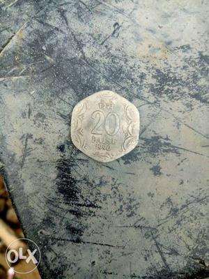  Silver 20 Paise India Coin