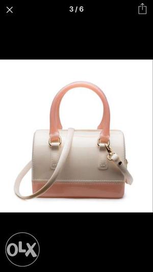 Women's White And Beige 2-way Bag