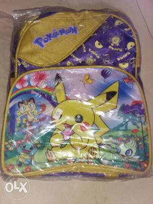 Yellow And Purple Pokemon Themed Backpack