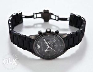 Black chronographic watch