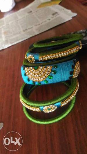Blue And Green Silk Thread Bangles