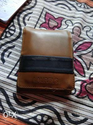 Brown And Black Laurels Leather Bifold Wallet