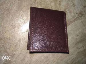 Brown Pebble Leather Bi-fold Wallet