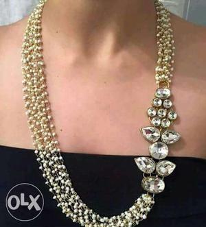Embellish Rhinestone Silver Multi-layered Necklace