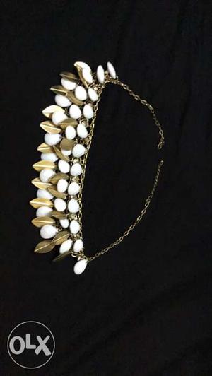 Gold And White Bib Necklace