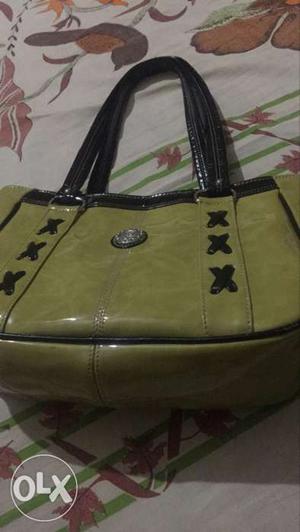 Green Leather Tote Bag