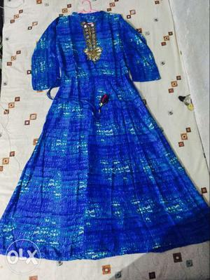 New Blue Satin Long Sleeve gown