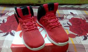 Nike Air Jordan Pair White-black-and-red High Top Sneakers