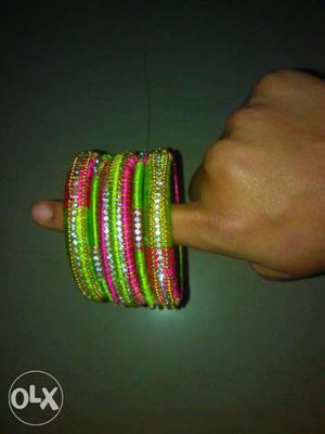 Pink &Green thread bangles Brand new