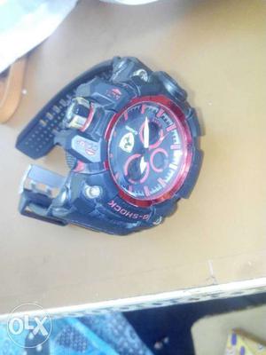 Round Black And Red Casio G-Shock Sports Watch