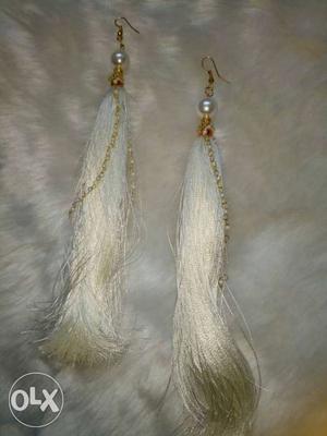 Two White Hook Earrings