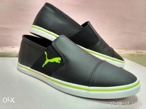 White-and-black Puma Leather Slip-on Shoes