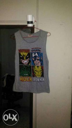 Wolverine, Capt America, Hulk, And Iron Man Printed Tank Top