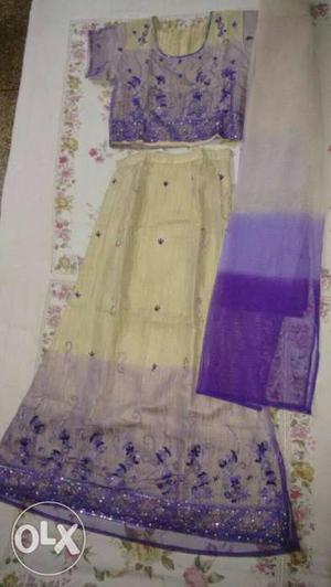 Women's Blue And White Traditional Sari