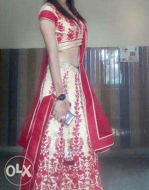 Women's Gold And Red lehnga
